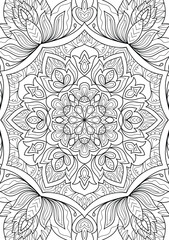 Decorative floral mehndi design style coloring book page illustration hand drawn