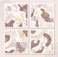 Abstract square trendy illustrations set in pastel colors.