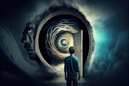 person, experiencing hallucinations and delusions, due to mental disorder, created with generative ai