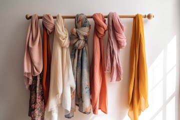 minimalist wardrobe with statement pieces, such as a colorful dress or patterned scarf, created with generative ai