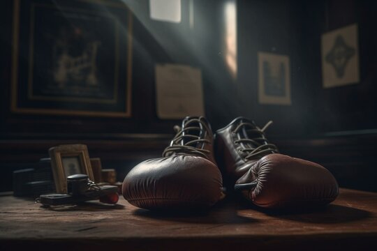 Boxing equipment in the room. Generative AI
