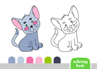 Cute Cat Coloring Book for Kids Page for Books, Magazines, Vector Illustration Doodle Template