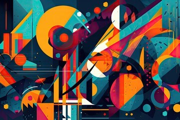 abstract geometric design with bold colors and shapes, created with generative ai