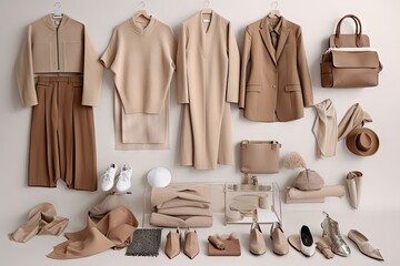 minimalist wardrobe consisting of neutral colors and classic silhouettes, created with generative ai