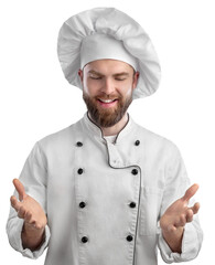 Male chef in uniform ready to cook a new dish