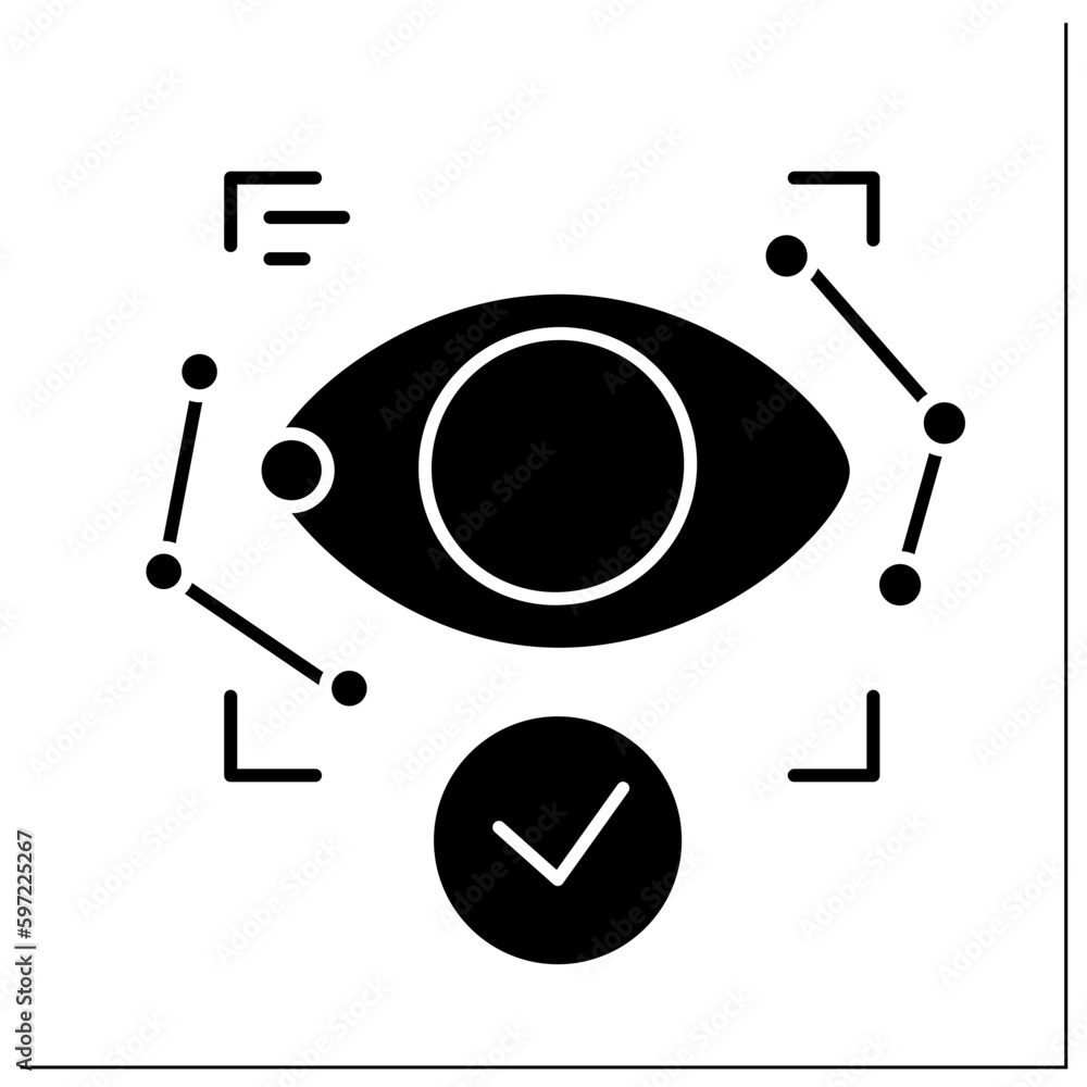 Aufkleber eye recognition glyph icon. verification and identification with eye screening. identifying with bio