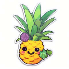 vibrant sticker of a pineapple