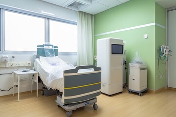 air purifier in hospital room, providing clean and fresh air to patients, created with generative ai