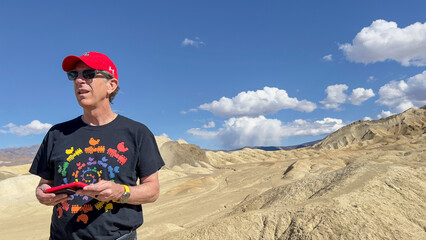 Man with iPhone in Death Valley California