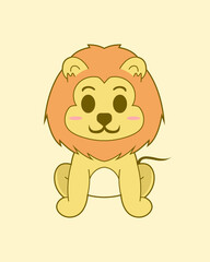 Illustration Vector Graphic Of Cute Lion Good For Mascot Logo and Character 