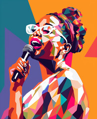 Happy african Lady dancing and singing