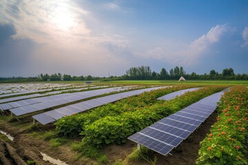 Agrivoltaics, Solar panels used along with agricultural crops, ESG 2050 carbon neutrality, Generative AI