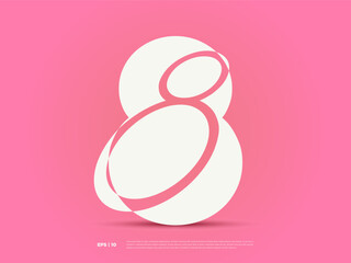 Creative number eight, eighth, 8th, 8 font shape, modern dynamic flat icon design for your concept typography; alphabet, new year logo, symbol, sign, celebrating, anniversary, ranking type, award etc.