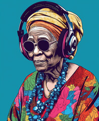 Happy african Lady dancing and singing