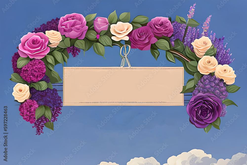 Poster an empty banner with a soft and muted color scheme, such as shades of blue, purple, and gray, with s