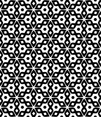 Fototapeta premium Black and white seamless abstract pattern. Background and backdrop. Grayscale ornamental design. Mosaic ornaments. Vector graphic illustration. EPS10.