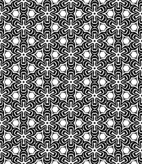 Black and white seamless abstract pattern. Background and backdrop. Grayscale ornamental design. Mosaic ornaments. Vector graphic illustration. EPS10.