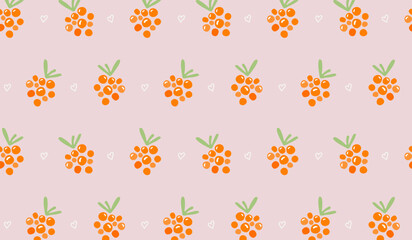 Hand drawn seamless pattern with buckthorn. Cute and modern vector background for prints, wrapping paper, textile