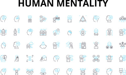 Human mentality linear icons set. Capacity, Perception, Emotion, Intelligence, Instinct, Resilience, Creativity vector symbols and line concept signs. Reasoning,Rationality,Empathy Generative AI
