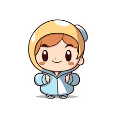 a little cute child kid wearing a hood with a smile - type 1