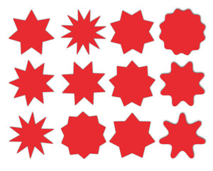 Obraz premium Set of Red Starburst Shape Sticker Label