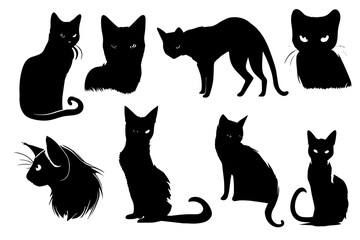 Fototapeta na wymiar series of icons with cats, cat logo