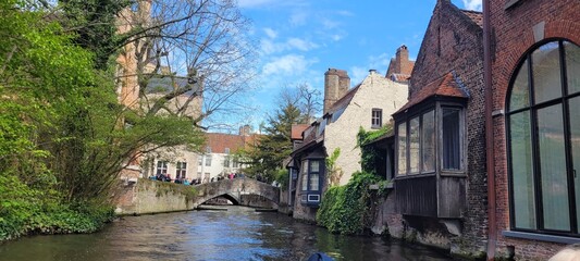 Fototapeta na wymiar Bruges in Belgium by the water