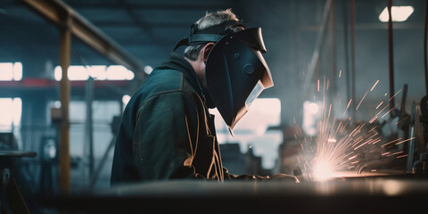 Metal Worker welding a pipeline