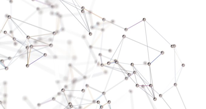 Abstract connected dots and lines. Concept of AI technology, Motion of digital data flow.  PNG transparent