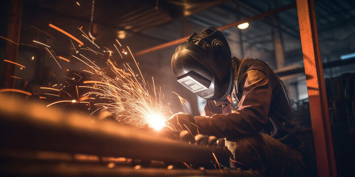 Metal Worker welding a pipeline