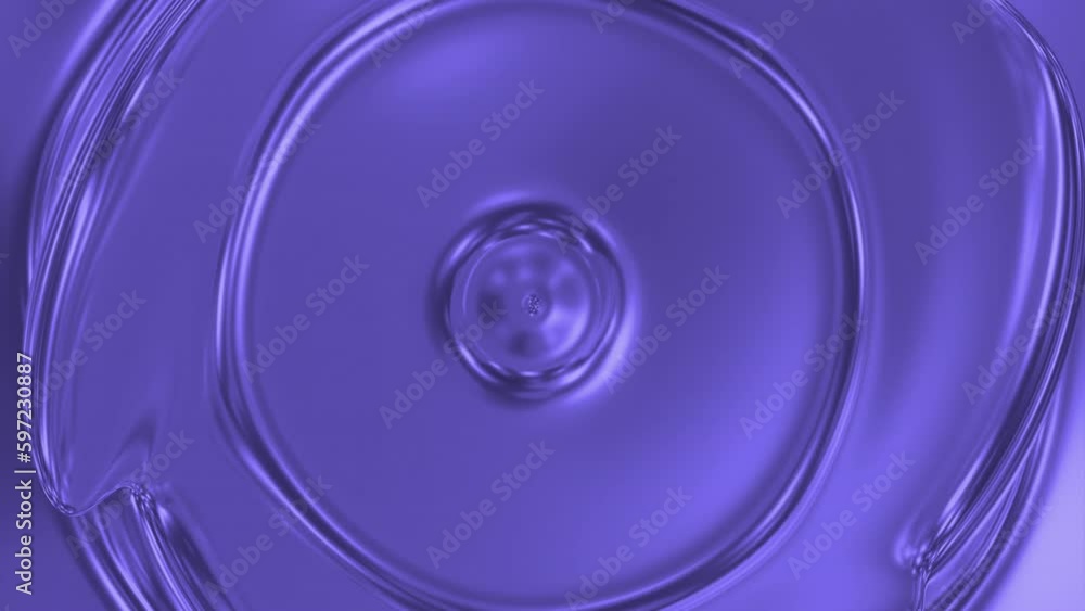 Poster waves on liquid surface from droplets. design. circular pulsations on surface of metallic 3d liquid.