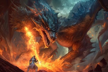 A Dragon fight scene, created with Generative Ai Technology