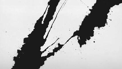 Grunge ink paint, black ink blot, abstract black water color on white background 