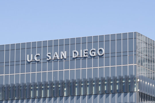 San Diego, CA, USA - May 14, 2022: UC San Diego logo is seen at the UC San Diego Health campus in La Jolla, San Diego, California.