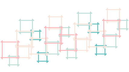 Series of square outlines of various sizes and pastel colors.