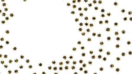 stars. Confetti celebration, Falling golden abstract decoration for party, birthday celebrate, (PNG transparent)