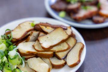Soy sauce braised tofu in restaurant