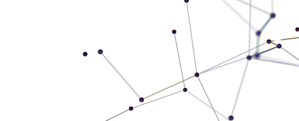 Multi color connected lines and dots network 3d illustration - PNG transparent