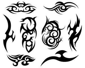 Naklejka premium Collection of black tribal tattoos