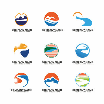 set of river logo vector icon