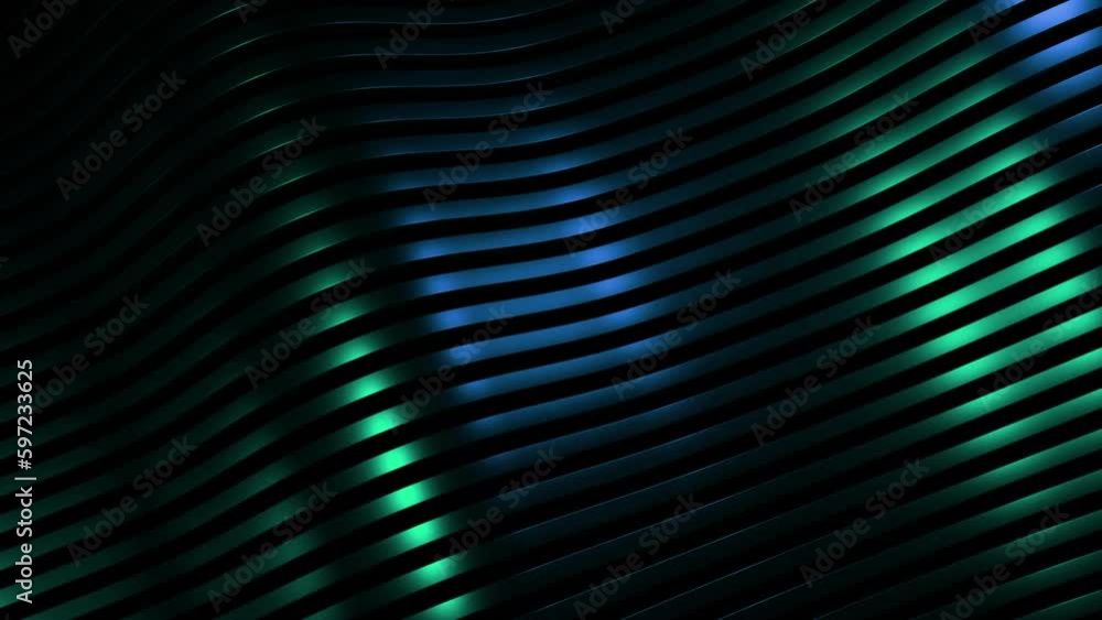 Poster 3d background with waves of iridescent lines. design. metal lines move in waves with colorful sheen.