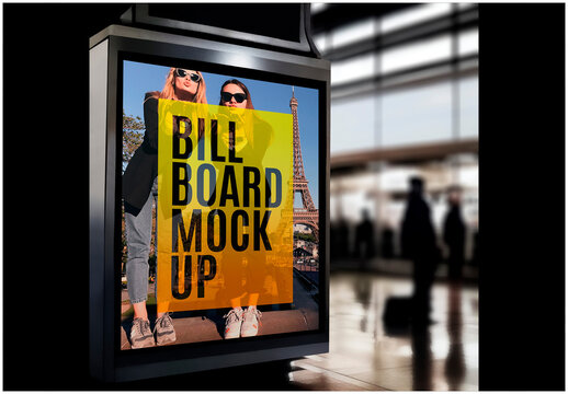 Airport Terminal Billboard Mockup