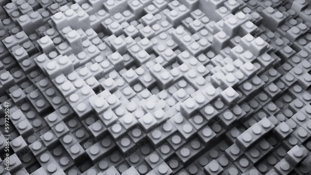 Poster white and pink constructor. design. small details of the mosaic made in 3d format that move in diffe
