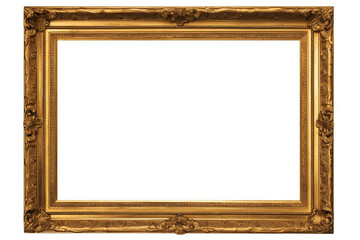 Empty Gold Frame Isolated on White Background for Modern and Stylish Decoration