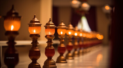 Lamps at Malayalee Wedding Ceremony, generative ai