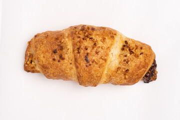 Delicious fresh french chocolate croissant breakfast.