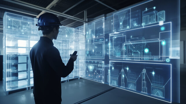 Engineering use augmented mixed virtual reality integrate artificial intelligence combine deep, machine learning, digital twin, 5G, industry 4.0 technology to improve management efficiency quality.