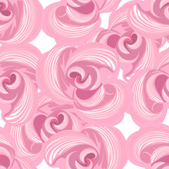 Vector seamless floral pattern of stylized roses isolated on white background. Pink stylized flowers close-up.