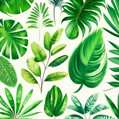Stof per meter Tropische bladeren seamless pattern with green leaves
