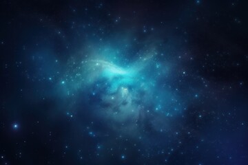 Naklejka na ściany i meble Blue space galaxy background, star clusters shining into deep space. night sky, glittering stars and nebulas - Generative AI - Generative